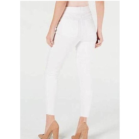 SPANX White High Waisted Skinny Jeans Raw Hem Distressed Ankle Pants Size Small - Picture 3 of 13